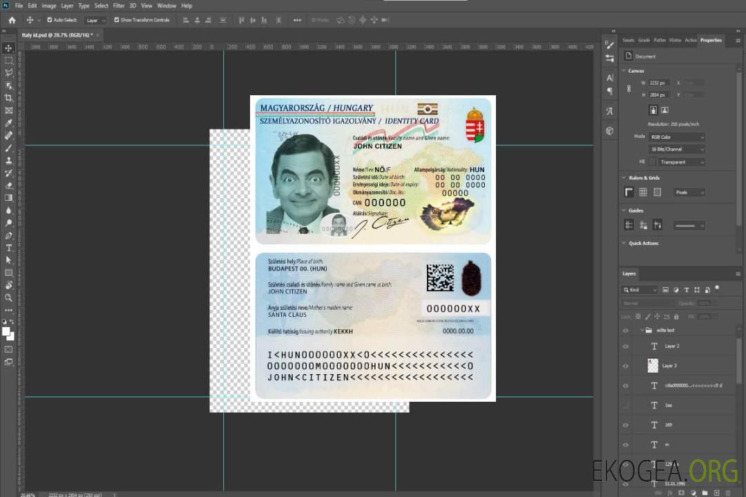 Carte d'identité Hongrie (1) template